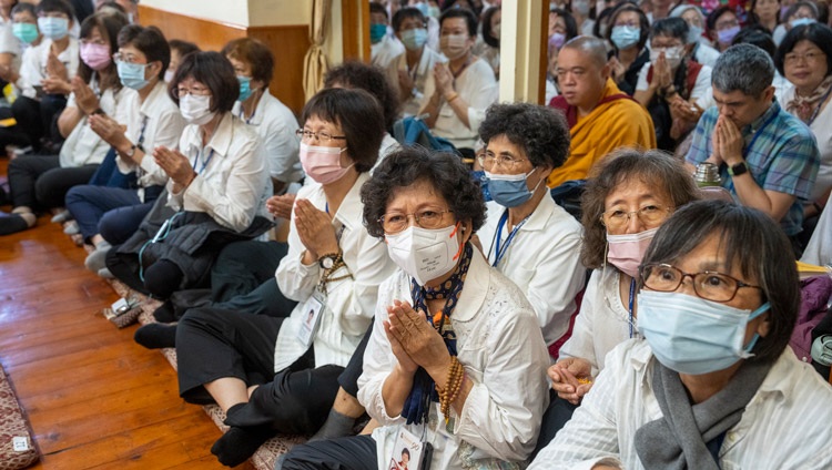 Members of the audience from Taiwan listening to the proceedings during the Long Life Prayer offered to His Holiness the Dalai Lama at the Main Tibetan Temple in Dharamsala, HP, India on October 1, 2024. Photo by Tenzin Choejor