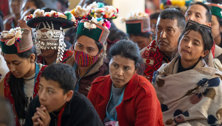 Members of the audience from Kinnaur attending the Long Life Prayer offered to His Holiness the Dalai Lama at the Main Tibetan Temple in Dharamsala, HP, India on December 6, 2024. Photo by Tenzin Choejor